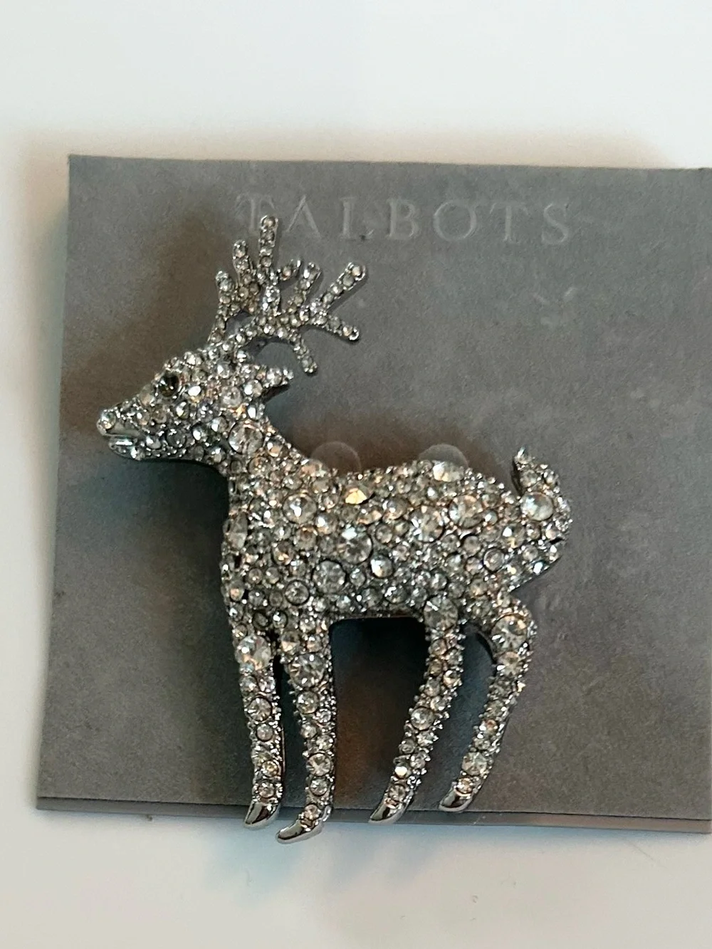Talbots Silver Rhinestone Reindeer Pin - Picture 2 of 4